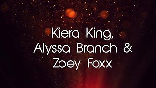 Lesbian Trio Kiera King Alyssa Branch & Zoey Foxx Dildo Fuck