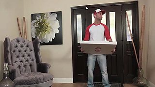 Big Tits MILF in Lingerie Cherie Deville Sucks and Fucks The Pizza Guy for Payment