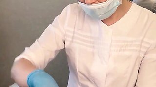The patient CUM powerfully during the investigation procedure in the docs arms