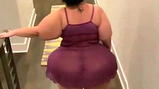 Mature SSBBW Booty Tease Big gazoo mama ambling around in her night gown demonstrating off her chubby butt