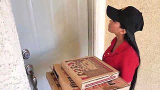 Two lascivious teenies ordered some pizza and screwed this hawt asian delivery girl