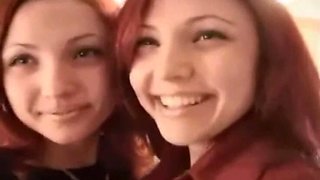 Sexy Lesbian red-haired Euro twins carpet munch blowjob have fun wet crack tonguing