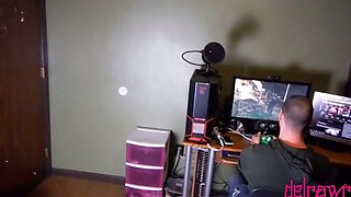 Video Gamer Husband Plays Dark Souls While Wife Gives Messy Deepthroat BJ