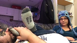 Nerdy Teen in Glasses Stinky Sock Removal, Foot Worship & BJ