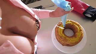 Stepma Nina Elle is a Cocky Bitch! This Babe bakes highly wet Cakes granted, but probably this chick should not be sucking her Stepson's Enormous Duty Tool right at the Dinner Table!