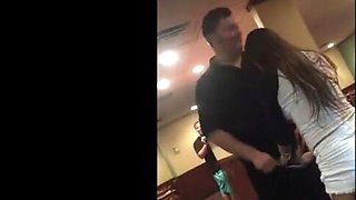Cutie gives waiter a BJ instead of a peak
