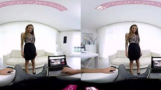 VR PORN-Sexy brunette hair bring u back to reality with her slit tease