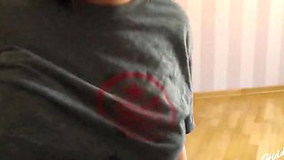 I Love Wearing his T-Shirt during the time that that guy Fucks me - Real Amateur Hidden Kitten