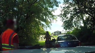 Roadside - hotwife girlfriend inhales off mechanic outdoors