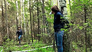 Stranger Arouses, Sucks and Hard Fuckes in the Forest of Tied Guy Outdoor