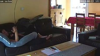 Mom caught masturbating on couch - rock hard orgasm