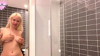 Teen Washes and Shaves Pussy in the Bathroom - Solo