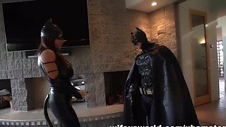 Stunning mother I'd like to fuck in Catsuit Blows Caped Crusader Cock Bat Man comebacks home from saving the town and doesn't have much time. Never fear Busty Cat MILF know how to get what she craves promptly She deep throats and jerks his large pecker until that guy discharges his super c