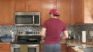 FUCKING AND COOKING! Thick Latina wife acquires screwed while the husband cooks